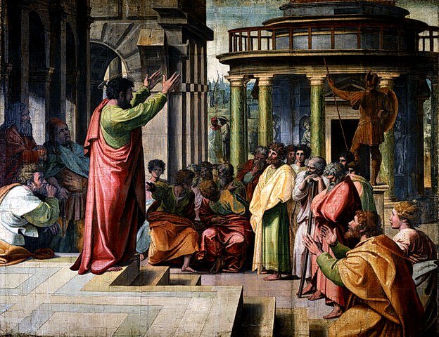 Paul preaching in Athens by Raphael is a good reminder of the defense of the faith